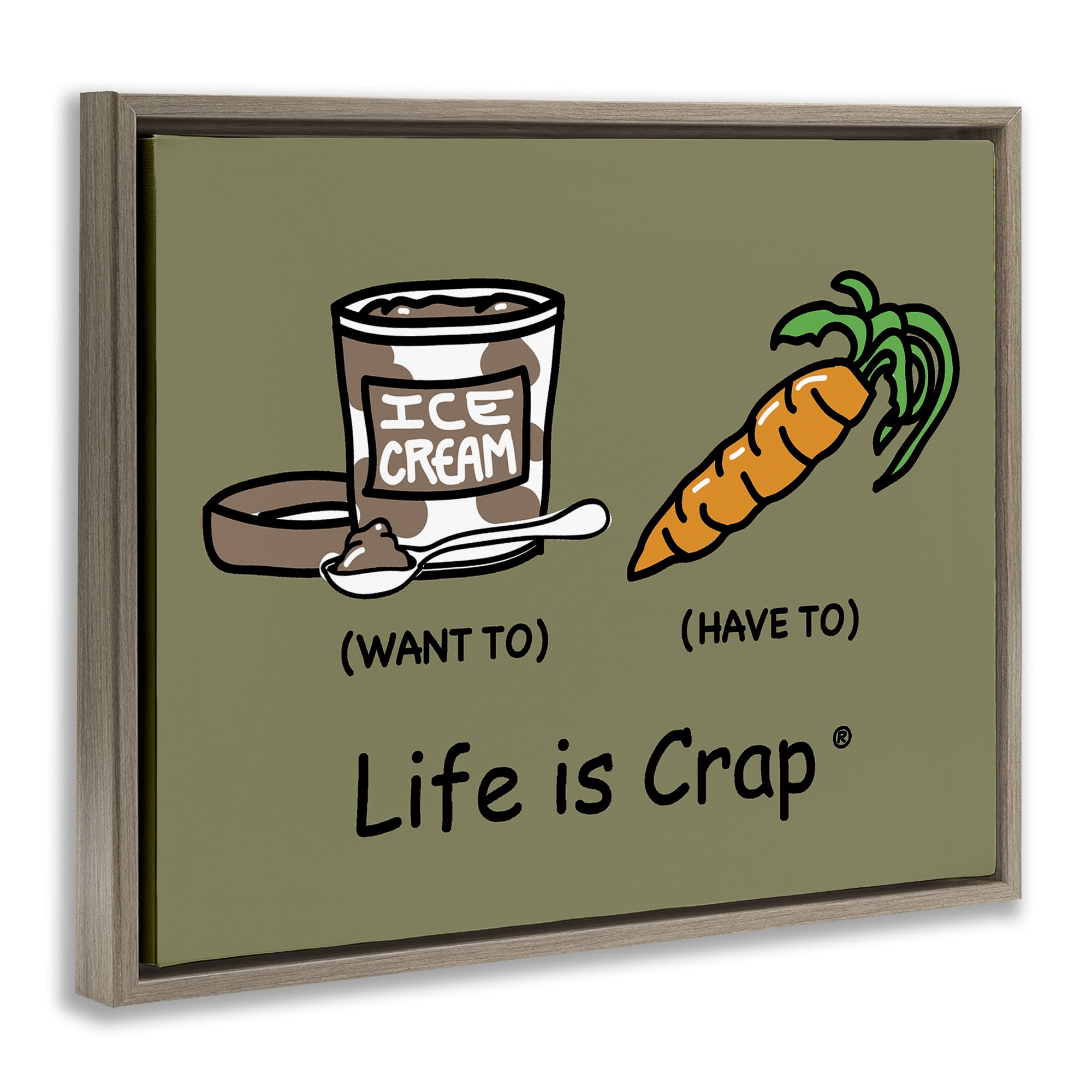 Stupell Industries Funny Diet Comparison Novelty & Humor Painting Brown Floater Framed Canvas Art Print Wall Art, 31 x 25