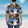 thumbnail image 3 of Lsque Blue Sky Meadow Cute Cow pattern Hawaiian Shirt for Men, Unisex Summer Beach Casual Short Sleeve Button Down Shirts-XX-Large, 3 of 9