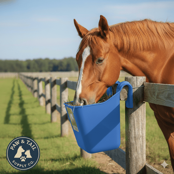 Little Giant 12 Quart Plastic Hook Over Feeder Mountable Livestock Feed Bucket Berry Blue