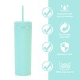 thumbnail image 3 of Moyic Botella de agua de 16 onzas, vaso de paja esmerilado de plástico de 2 capas, bebida portátil, taza de té de la leche, soporte para café y Mostrada verde claro NO6 Moyic HA007950-08B, 3 of 6