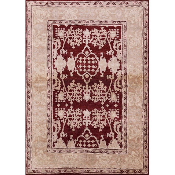 Ahgly Company Indoor Rectangle Mid-Century Modern Pastel Orange Oriental Area Rugs, 5' x 8'