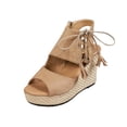 thumbnail image 1 of Espadrille Wedge Sandals for Women Open Toe Lace Up Zipper Back Espadrilles 4.5 Inch Heel, 1 of 9