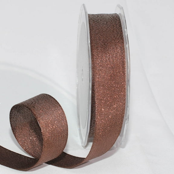 The Ribbon People Set of 4 Sparkly Brown Taffeta Woven Edge Craft Ribbon 1" x 108 Yards