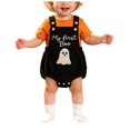 thumbnail image 4 of Xyant Newborn Baby Girl Boy Halloween Outfit Pumpkin/Ghost Embroidery Romper Sleeveless Corduroy Overalls Halloween Clothes,Size 12-18 Months, 4 of 6