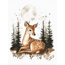 Cute Fawn Forest Watercolor Wall Art Canvas Prints, Suitable for Living Room, Bedroom, Bathroom, Office, and Nursery Decor
