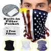 Reusable Neck Gaiter with Pocket, Breathable Cooling Face Mask Scarf, Washable Balaclavas, American Flag Bandana for Men Women