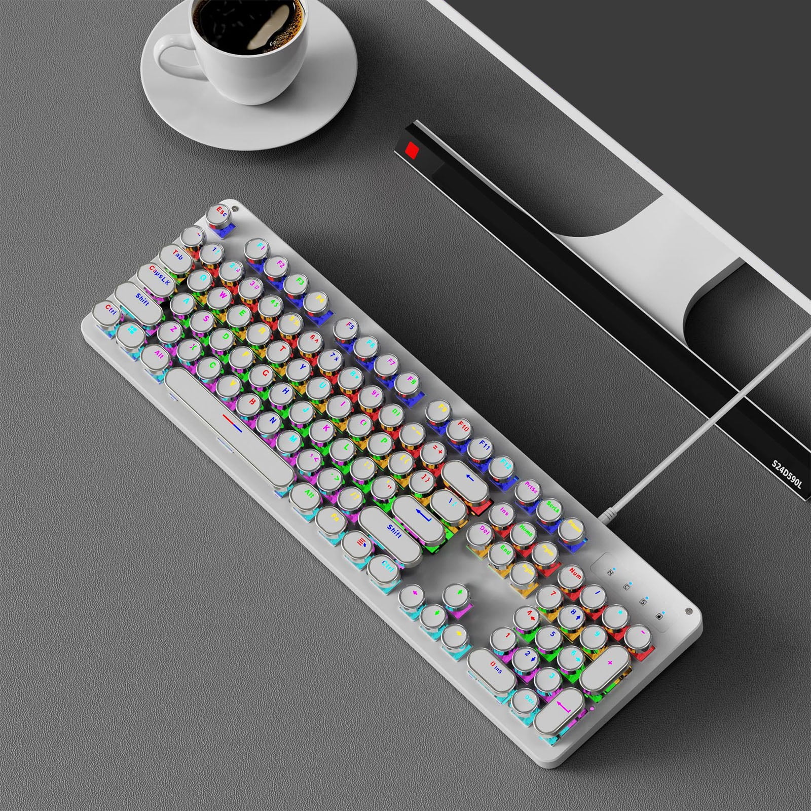 LED Illuminates Mechanical Keyboard Backlits Effects Hot Swappable Switches ABS Keycaps Wire Type C Connection