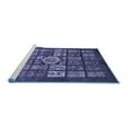 thumbnail image 2 of Ahgly Company Machine Washable Indoor Square Abstract Blue Modern Area Rugs, 4' Square, 2 of 4
