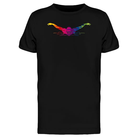 Rainbow Butterfly Stroke Graphic T-Shirt Men -Image by Shutterstock, Male Medium