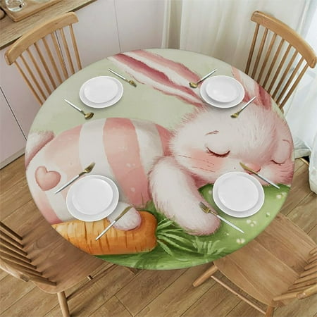 

Autua Easter Bunny Carrot Round Tablecloth Stain-Resistant Washable Ideal for Indoor Outdoor Restaurants Parties Home Kitchen Holiday Dinner Table Cover 31 -35