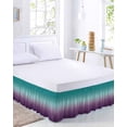 thumbnail image 2 of Teal Purple Ombre Bed Skirt Cal King Size, Turquoise Gradient Modern Abstract Art Wrap Around Bed Skirting with Adjustable Elastic Strap, Dust Ruffled Pleated Bedskirts 18 Inch Drop for Bedroom Beds, 2 of 9