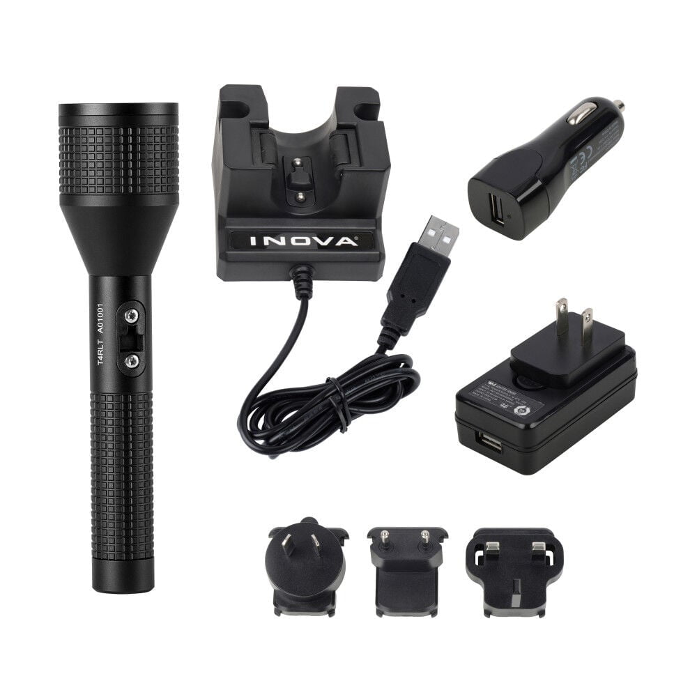 Nite Ize INOVA T4R Long Throw Rechargeable Tactical Flashlight - 1,000-Meter Range - Tactical Flashlight with Aluminum Body & Rechargeable Lithium Ion Battery - Shockproof & Weatherproof Flashlight