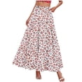 thumbnail image 4 of PNTUTB Summer Half Skirt for Women Skirt Fashionable Print Versatile Casual High-Waisted Elastic Waist Lightweight Flowing A-Line Skirt with Two Pockets, 4 of 6