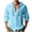 Blue, variant on Busydd Shirts for Men Casual Oversized Drawstring Linen Shirt Solid Color Long Sleeve Button Hooded Men's Clothing 4XL