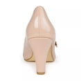 thumbnail image 4 of YDN Women Cute Round Toe Mary Janes Double Buckle Strap Mid Chunky Heels Comfortable Dressy Work Pumps Size 4 Wheat, 4 of 4
