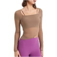 thumbnail image 1 of Besolor Haut en Maille Transparente à Encolure Carrée pour Femme, Coupe Ajustée, Manches Longues, Transparent, Blouse Chemise de Sortie, 1 of 5