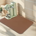 thumbnail image 4 of Large Diatomaceous Stone Dish Drying Mat, Quick Dry Coffee Bar Mats for Countertop, Dishes, Cups, and Utensils Brown 15.7*11.8 inch, 4 of 7