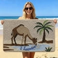 thumbnail image 3 of Bathroom Rug Mat 20x31, Ultra Absorbent Microfiber Shaggy Door Mat, Desert Oasis Sunset Fluffy Rug with Camel & Palm Tree, Quick Dry Bath Carpet for Toilet Bathtub Bedroom, 3 of 9