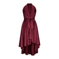 thumbnail image 2 of TaTaai Women‘s Cocktail Dress, Sleeveless V-Neck Bodycon Midi Dress, Solid Color Ruffled Hem Asymmetric Evening Dress for Party Wedding Guest Gift, 2 of 8