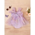 thumbnail image 4 of xiaxaixu Barboteuse pour Bébés Filles, Robe Patchwork Brodée Sans Manches Fleurs Papillon Tulle, 4 of 9