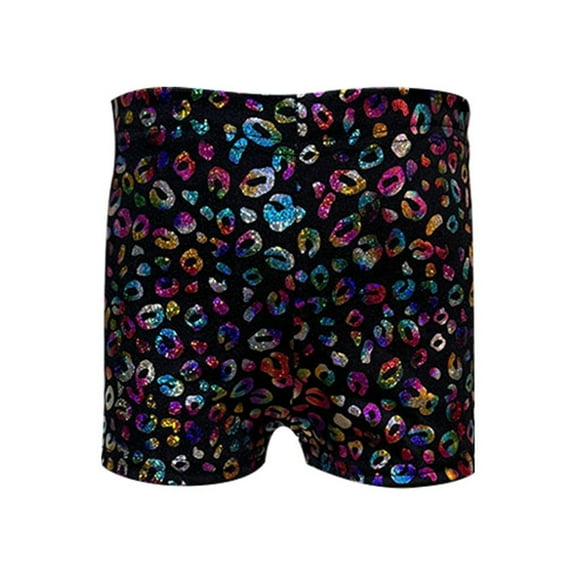 LIIPEE Girls Boys Performance Shorts Summer Fashion Sequin Leopard Printed Stretch Elastic Waist Shorts Girl Classic Party Shorts,Black,2-3 Years