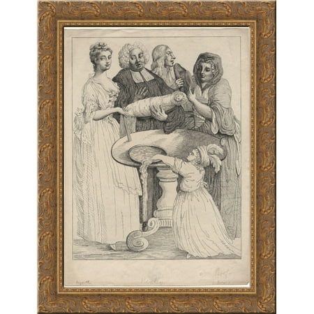 - John Henley with five unknown figures 24x18 Gold Ornate Wood Framed Canvas Art by William Hogarth