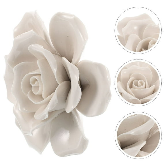 Masteelf Ceramic Rose Wall Decoration 3d Flower Wall Art Creative Porcelain Floral Hanging Decoration for Living Room Bedroom Kitchen