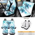thumbnail image 3 of Yuyamidu Blue Sea Turtle Car Seat Cover Set of 15 Cute Steering Wheel Cover Seat Belt Strap Pads Cup Coasters Trash Bag Air Vent Storage Bag Rearview Mirror Cover Keychain Auto Interior Set, 3 of 7