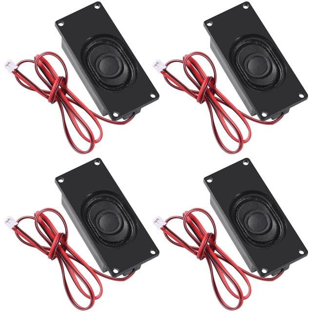 Altavoces (4 unidades) de 3 vatios y 8 ohmios. Pequeños. Sonido fuerte y claro