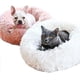 thumbnail image 4 of Cama redonda de felpa suave de color gris oscuro para mascotas para gatos o perros pequeños, cama para perros medianos pequeños para dormir cómodamente en la siesta., 4 of 5