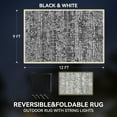 thumbnail image 3 of VUNATE Outdoor Rug 9'x12' with Led Light Strips Patio Rug Waterproof Woven Plastic Outdoor Mat for Picnic RV Porch Camping Reversible Outside Rug Black White, 3 of 7
