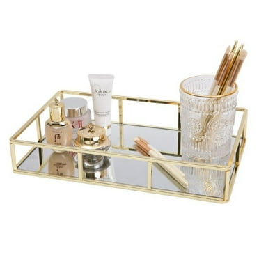 Rectangle Mirror Decorative Tray Elegant Mirrored Glass Surface, Gold Frame For Your Practical Vanity Organizer, Stylish Home Decor With Scratch-Resistant Mirror (Artisan
