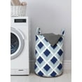 thumbnail image 3 of Ikat Laundry Bag, Traditional Classic Pattern in Blue Tones and Modern Style Ethnic, Hamper Basket with Handles Drawstring Closure for Laundromats, 13" x 19", Baby Blue Navy Blue, by Ambesonne, 3 of 4