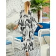 thumbnail image 3 of Kaftans for Women Loungewear floral Print Beach Maxi Dress Split Side Batwing Sleeve Caftan Tunic Summer Tunic moomoo House Wear Casual Dress, 3 of 9