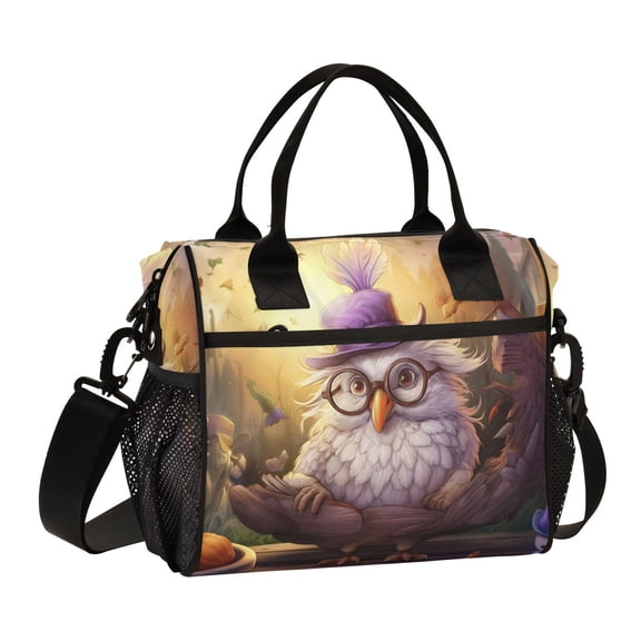 Bird Hat Glasses Dolls Cooler Bag Lunch Bag Soft Cooler Cooling Tote Insulated Lunch Box for Adult Men Women