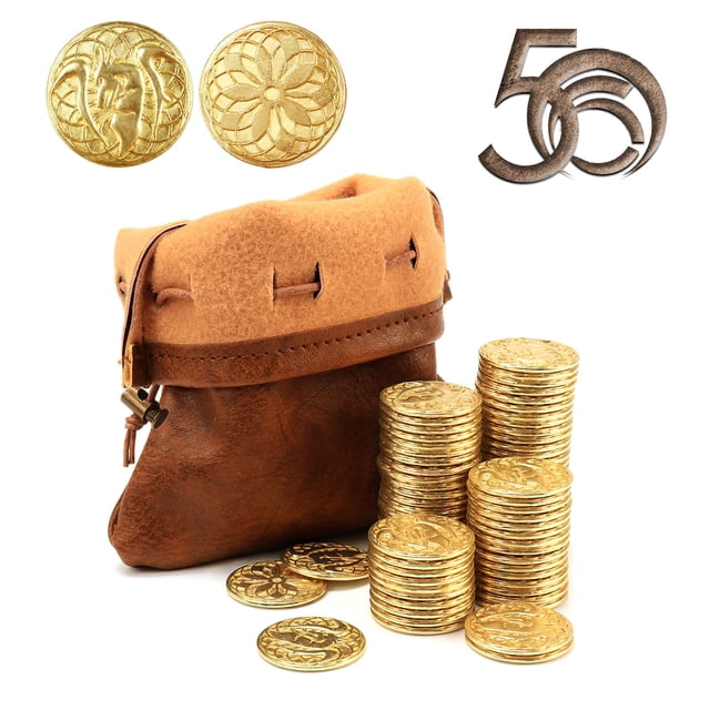 Juego de monedas de metal Byhoo 50 piezas con bolsa de piel sintética para juegos de mesa