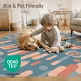 thumbnail image 4 of ODIKA 9'x12' Teal Abstract Geometric Washable Area Rug Modern Diagonal With Dynamic Shapes And Retro Flair Non-Slip, Chair-Friendly for Dining Room, Basement, Large Office, 4 of 7