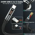 thumbnail image 6 of USB C to USB C Charging Cable with Smart Display, 240W 4FT USBC to USBC Fast Charging Type-C Charger Cord, Type C Phone Charger Cable for iPhone 17 16 15 Pro Max,MacBook Air/Pro,iPad,Samsung,Pixel,LG, 6 of 17