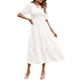 thumbnail image 1 of Lucakuins - Vestido midi de verano para mujer, línea A, manga corta, cuello redondo, cintura alta, vestido floral de encaje Lucakuins moda, 1 of 4