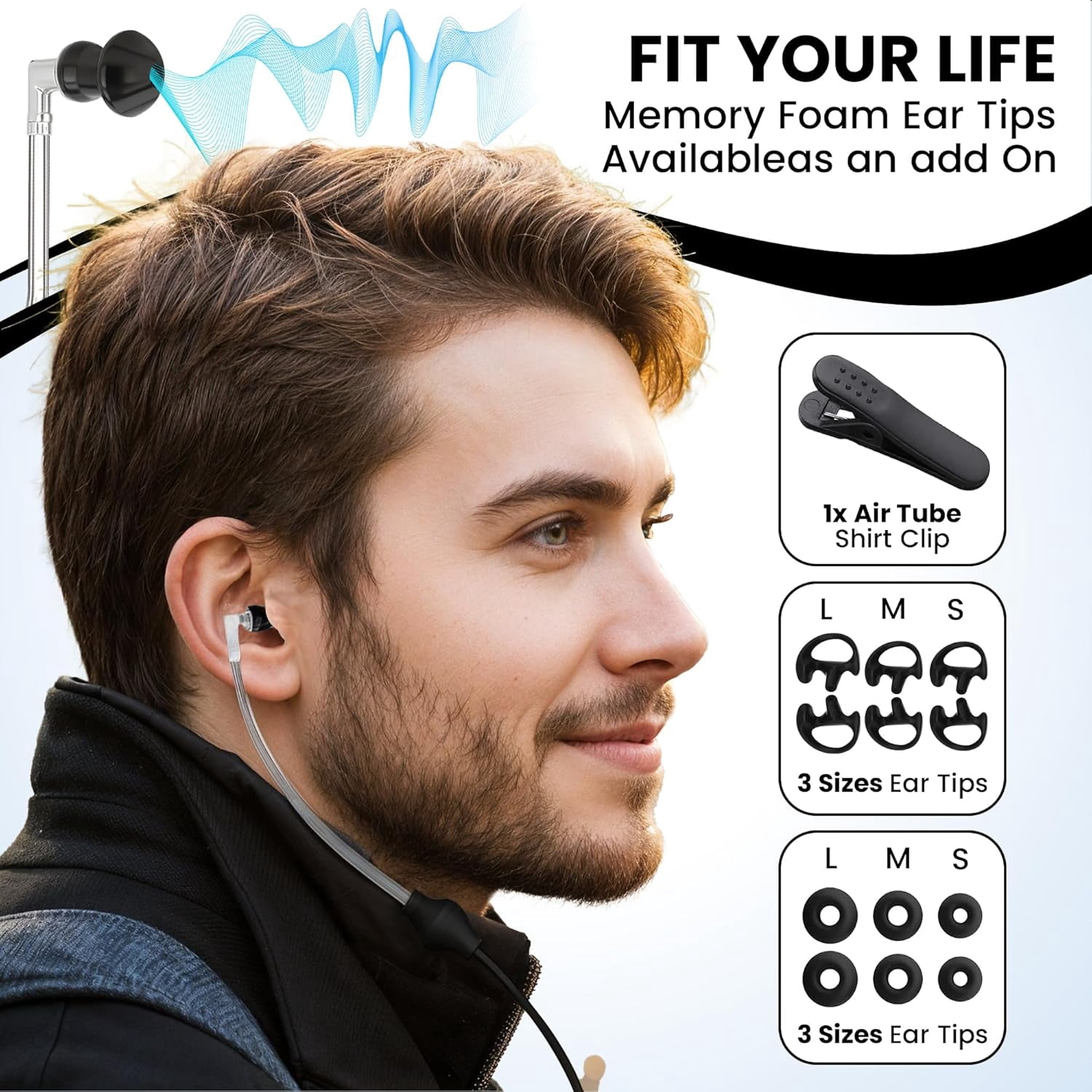 RadEnergy Airtube Headphones, EMF Free Earbuds, Air Tube Headphones With Zipper Bags, 3D Sound, Microphone Volume Control, for Work Meetings, Sleep, Gym, High Audio Quality Devices (USB-C)