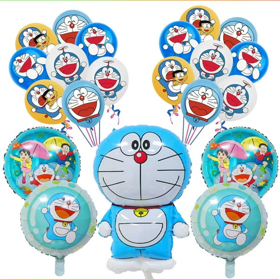 Doraemon Balloons Birthday Party Supplies Decor Fans Set Decorations Kit