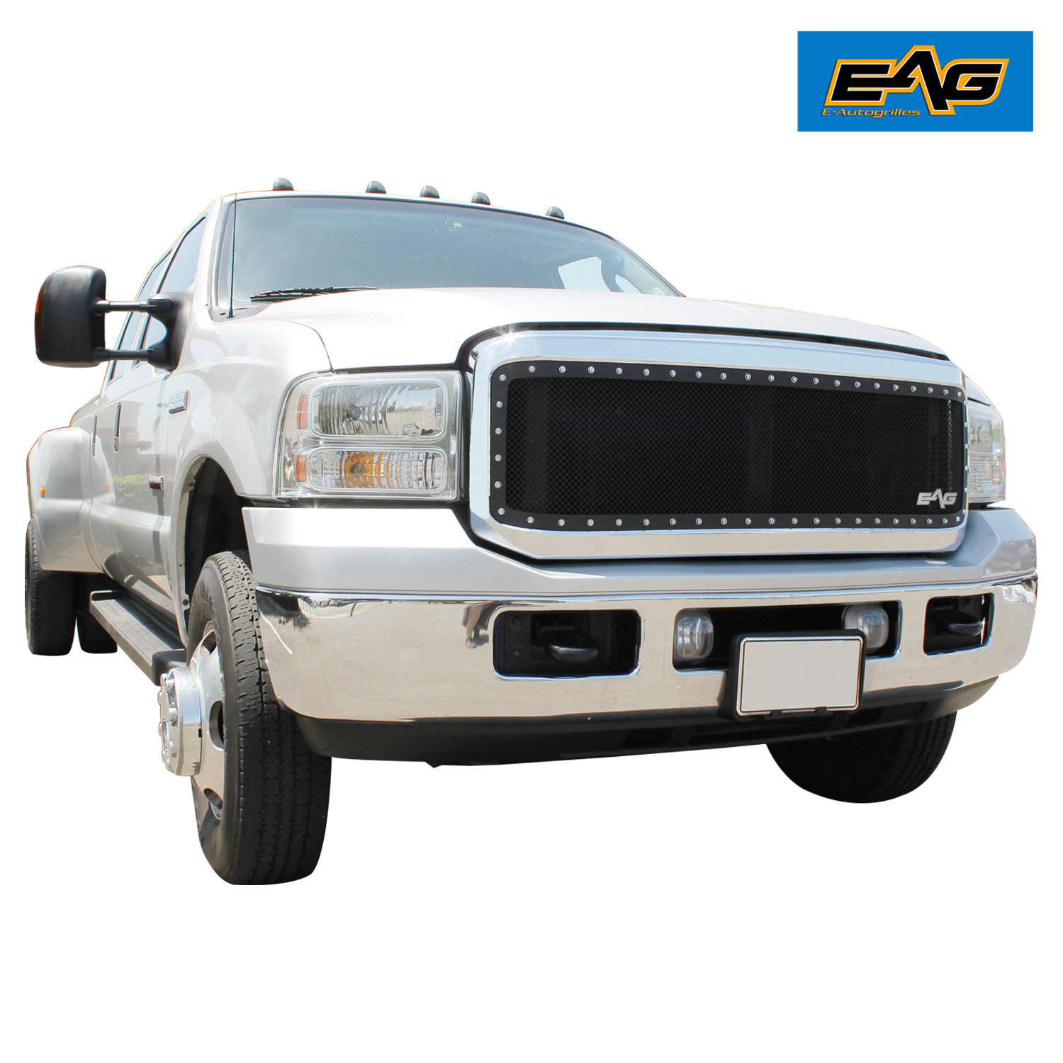 Eag Black Rivet Mesh Replace Grille Chrome Shell Fit For F F Super Duty