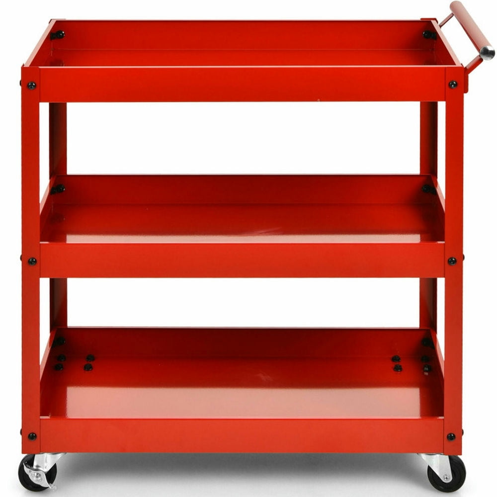 Finihen Rolling Cart, Kitchen Island Cart, 3-Tier Utility Cart Metal Storage Service Trolley, for Kitchen, Dining Room, Red Finihen Rolling Cart, Kitchen Island Cart, 3-Tier Utility Cart Metal Storage Service Trolley, for Kitchen, Dining Room, Red