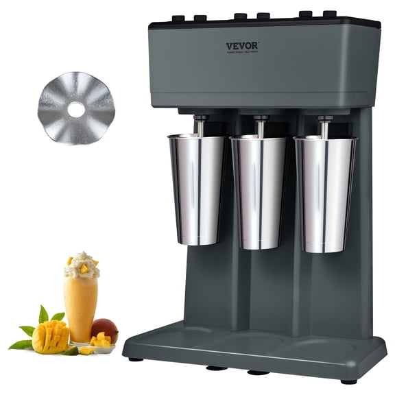 VEVOR Milkshake Machine, 375W x 3 Milkshake Maker Mixer, Triple Head Drink Mixer Blender Machine, 3-Speed Milkshake Blender with 3 x 820ml Stainless Steel Cup for Commercial