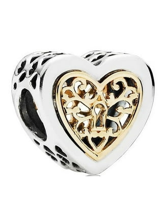 Radiant Heart & Floating Stone Charm, Gold plated