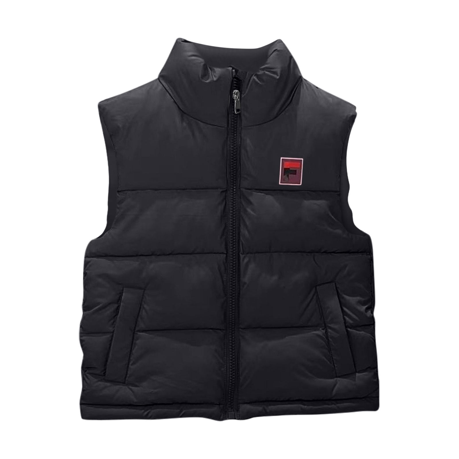AVRNLIQ Boys Puffer Vest Lightweight Quilted Sleeveless Zip-Up Color Block Outerwear with Pockets Black,Size 12-13 T