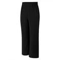 thumbnail image 4 of FUNUONY Lightweight Wide Leg Cropped Pants for Women High Waisted Loose Casual Lounge Travel Work Sweatpants Summer Fashionable Solid Color Loose Cotton Linen Elastic Pleated Wide Leg Pants Black L, 4 of 9