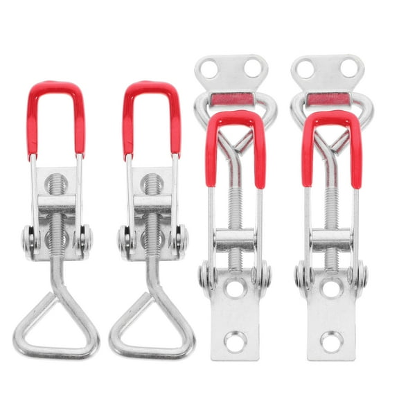 PAMINGONO 4Pcs Adjustable Pull Toggle Latch Clamp Small Rectangular Silver Galvanized Iron for Homeowners Craftsmen