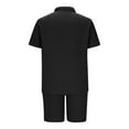 thumbnail image 5 of USNSM Men's Casual Short Sleeve Shorts Elastic Waist Drawstring Half Zipper Solid Color Suit Summer Soft Breathable Sports Sets Black L, 5 of 6