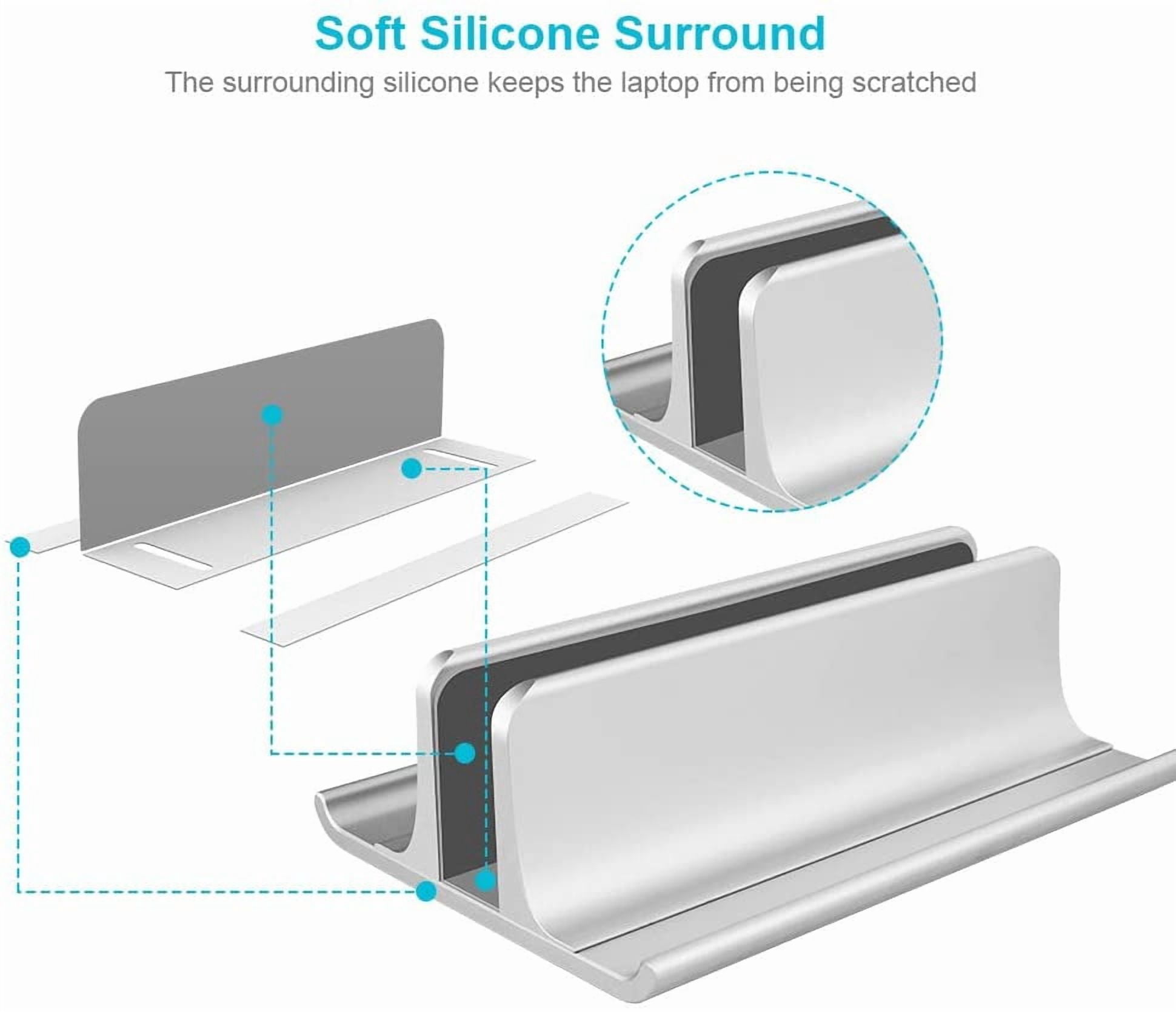 3-in-1 Aluminum Laptop Stand Vertical Laptop Stand Holder for Desk with Adjustable Dock, Space-Saving Organizer for All MacBook, Surface, Samsung, HP, Dell, up to 17.3 inch
